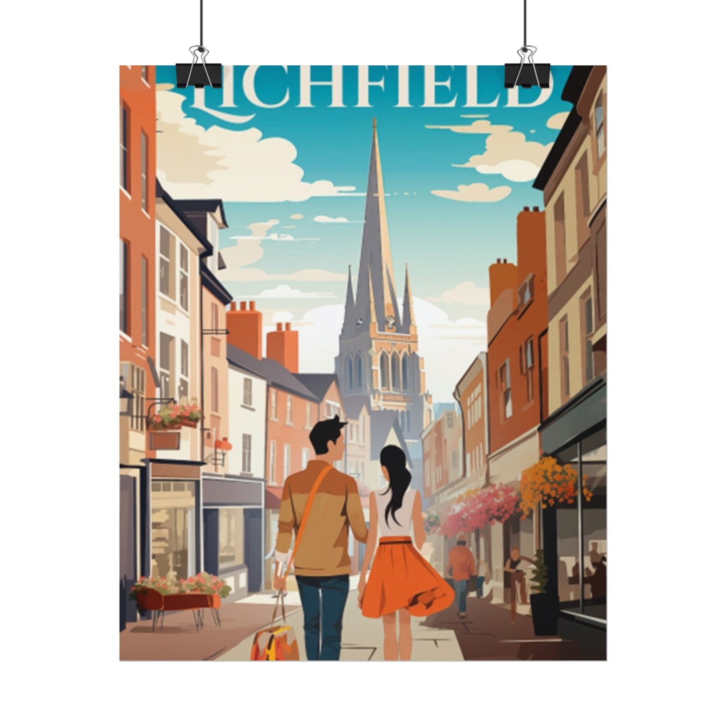 Beautiful Lichfield Historic Streets Poster