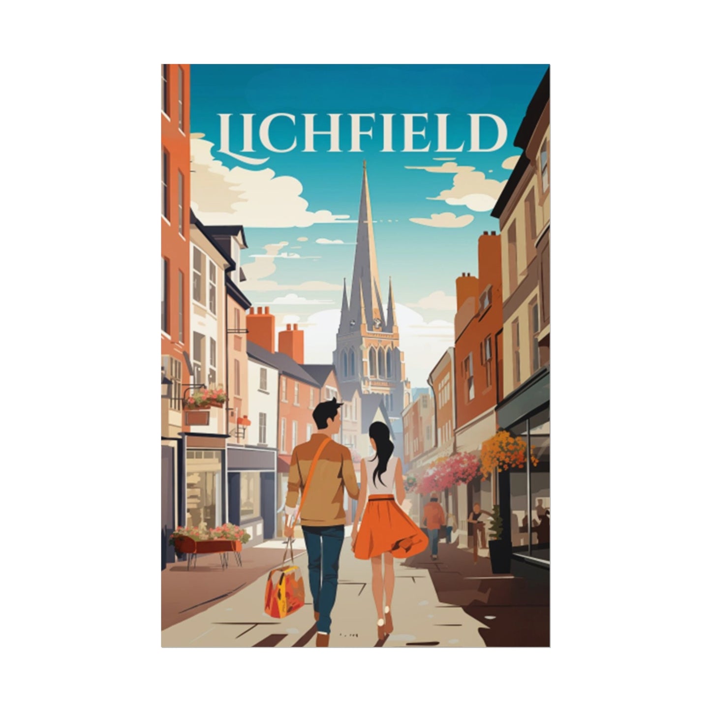 Beautiful Lichfield Historic Streets Poster