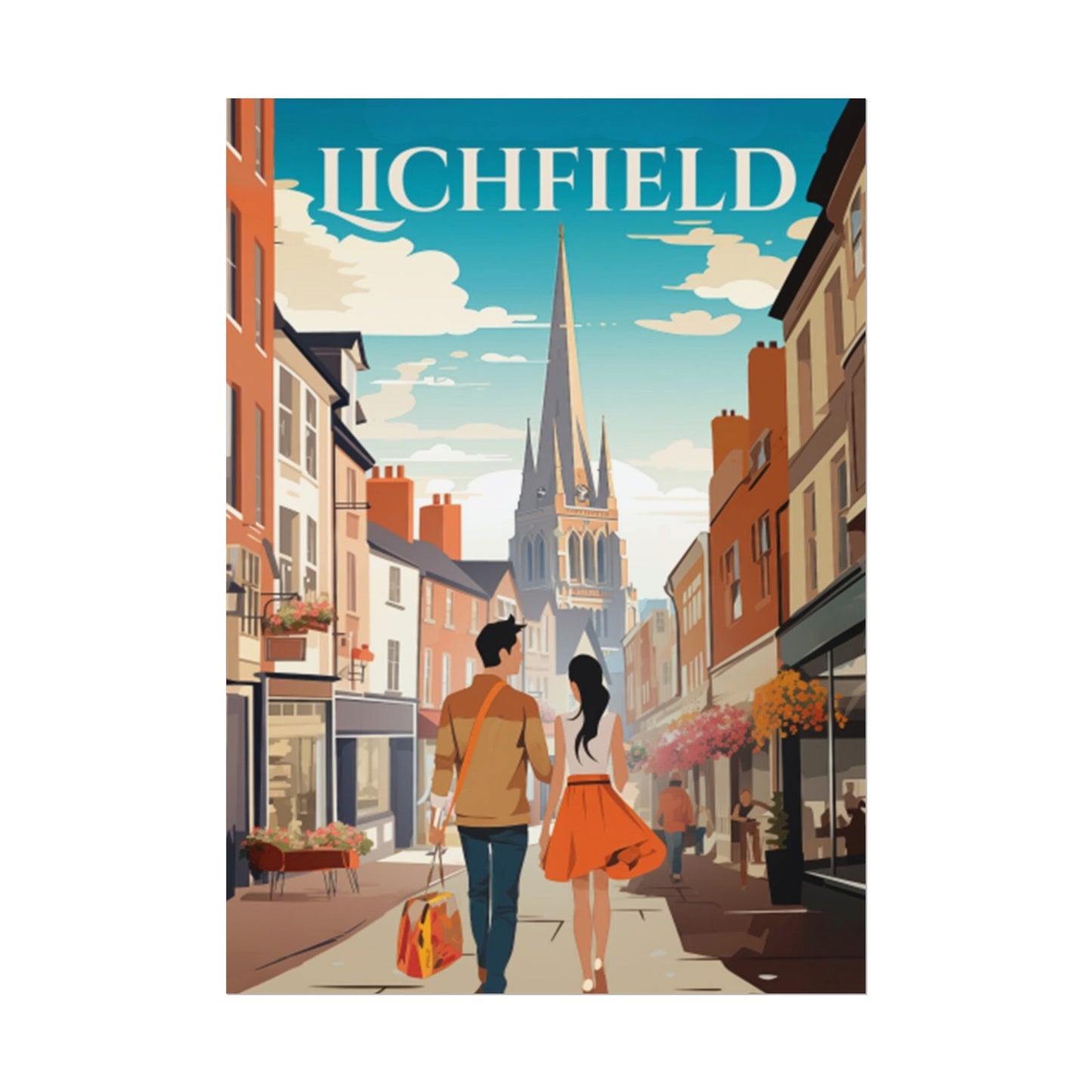 Beautiful Lichfield Historic Streets Poster