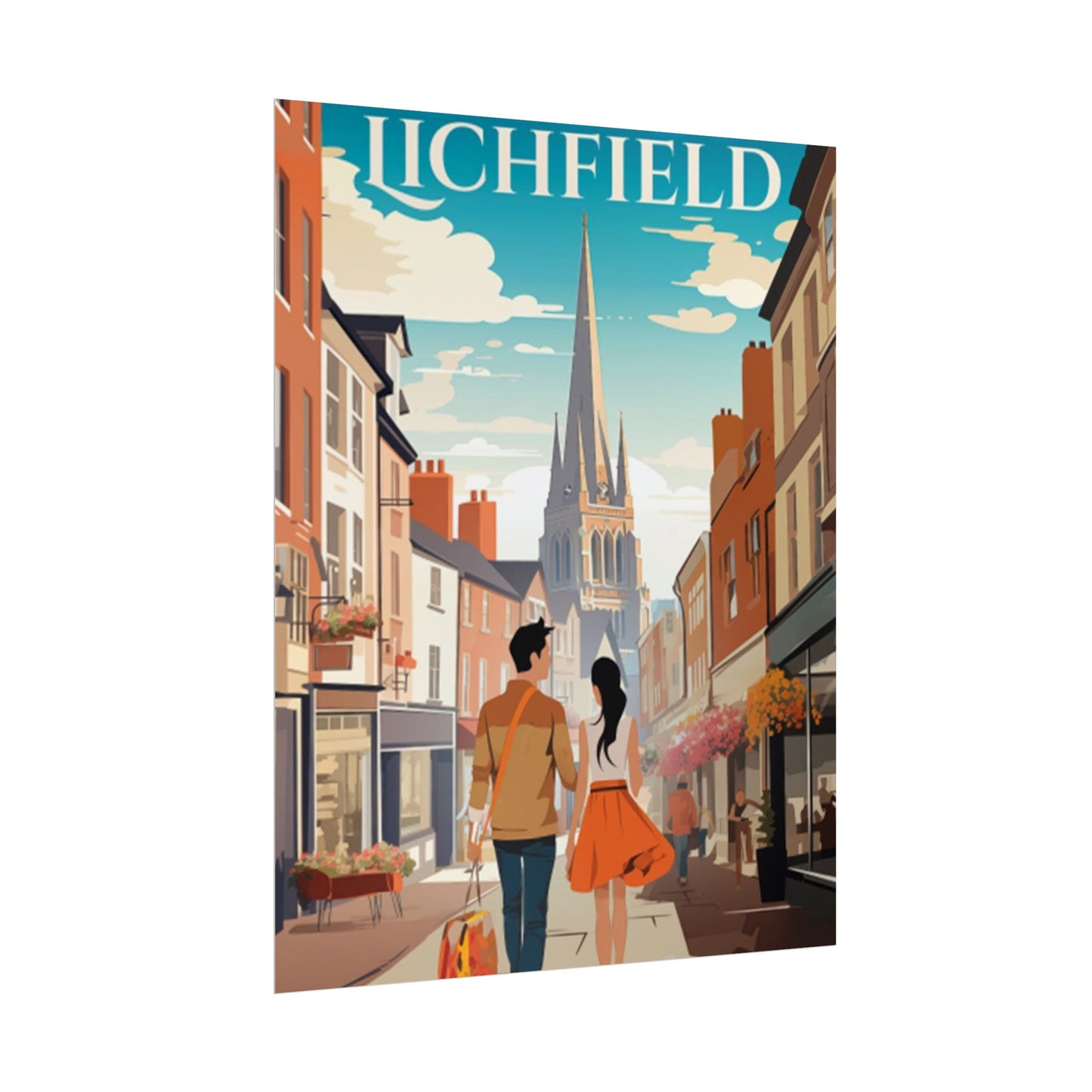 Beautiful Lichfield Historic Streets Poster