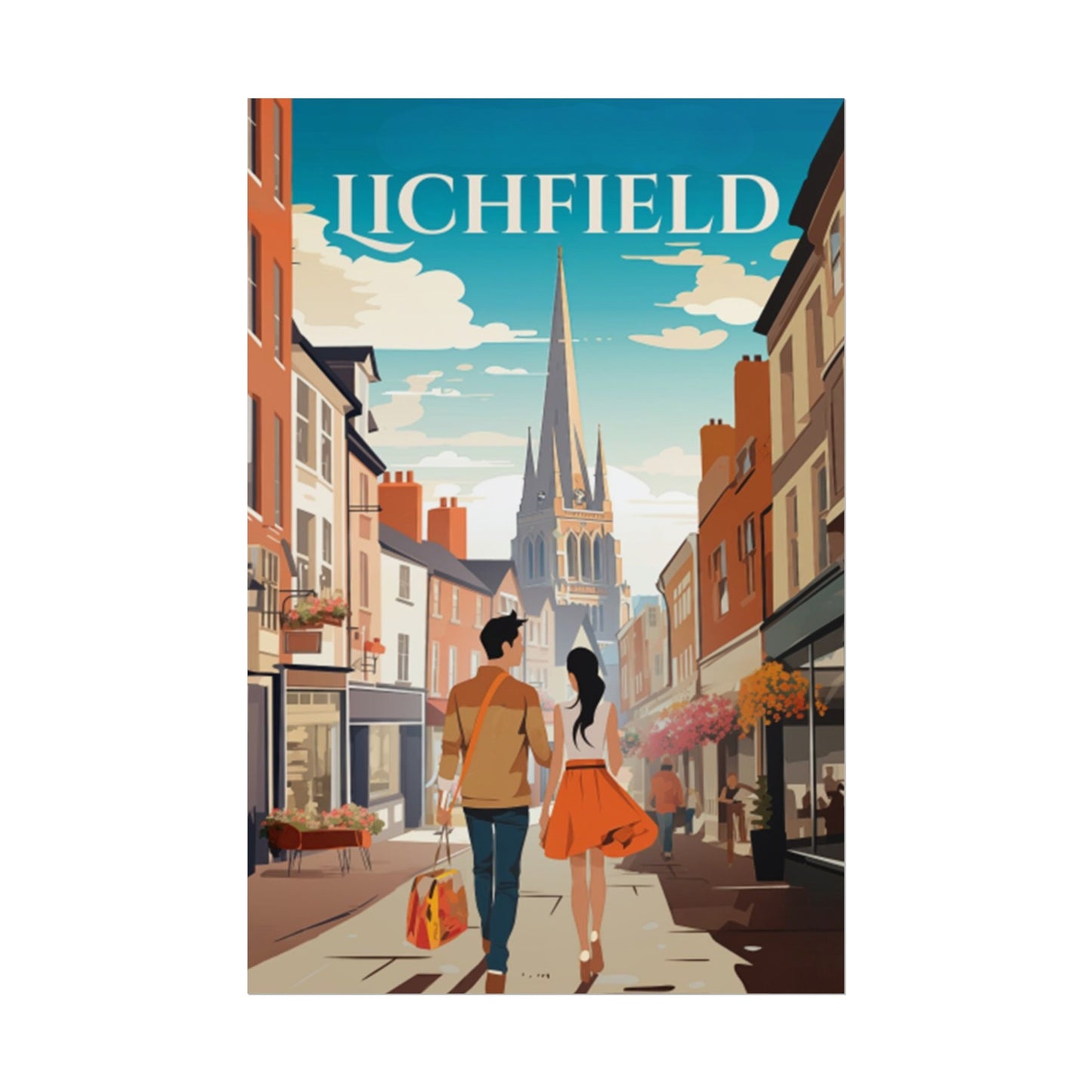 Beautiful Lichfield Historic Streets Poster