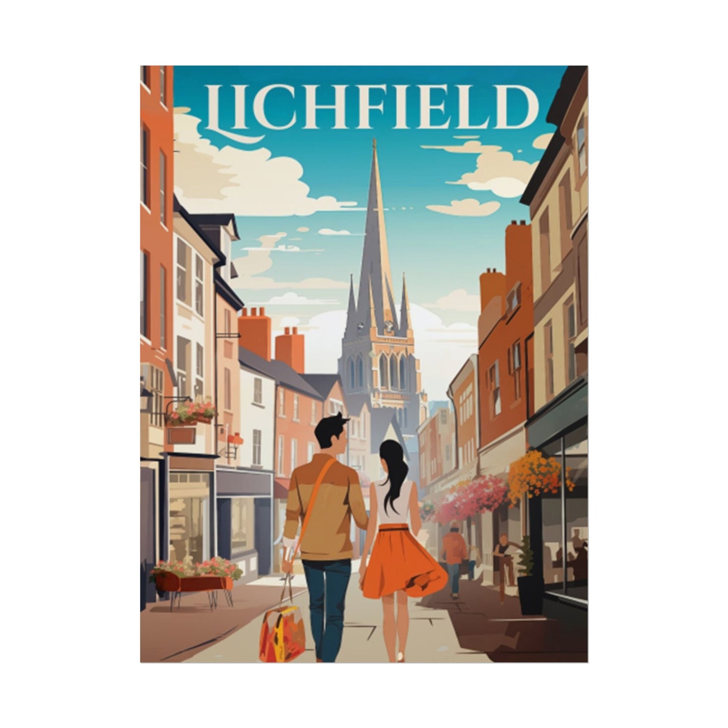 Beautiful Lichfield Historic Streets Poster