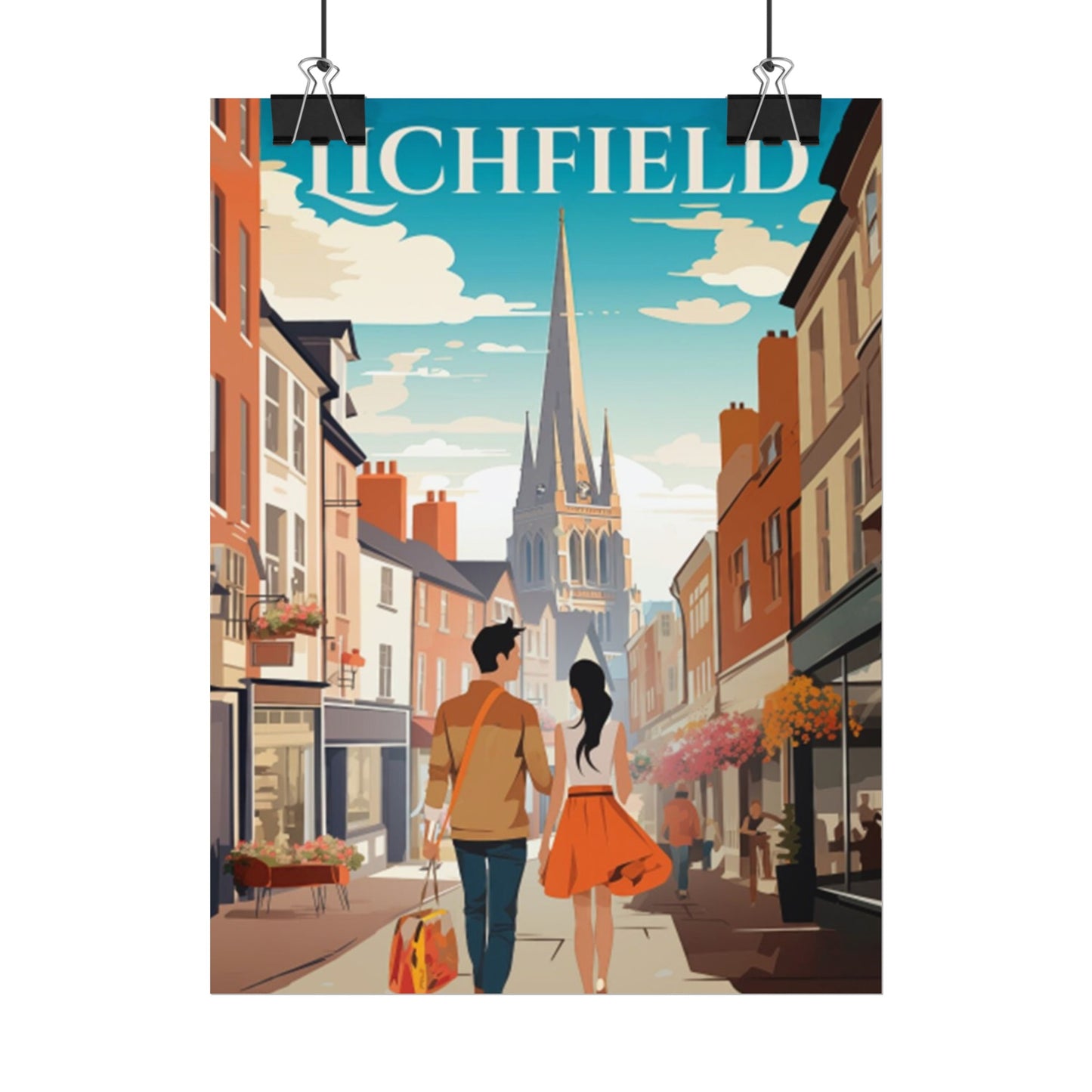 Beautiful Lichfield Historic Streets Poster